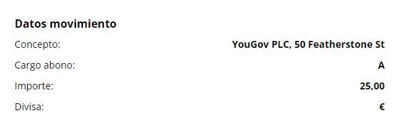 comprobante de pago de YouGov